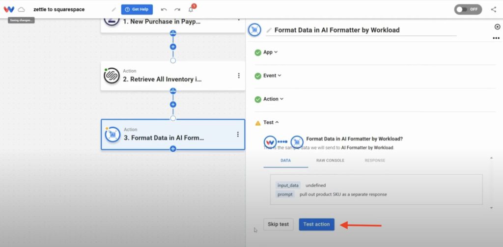 Testing the AI Formatter to confirm SKU extraction logic works before syncing with Squarespace stock