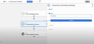 Choosing Format Data as the event in AI Formatter by Workload.