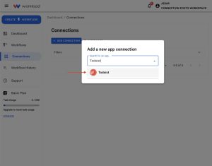 Search for Todoist in the popup window to link Todoist to Workload.