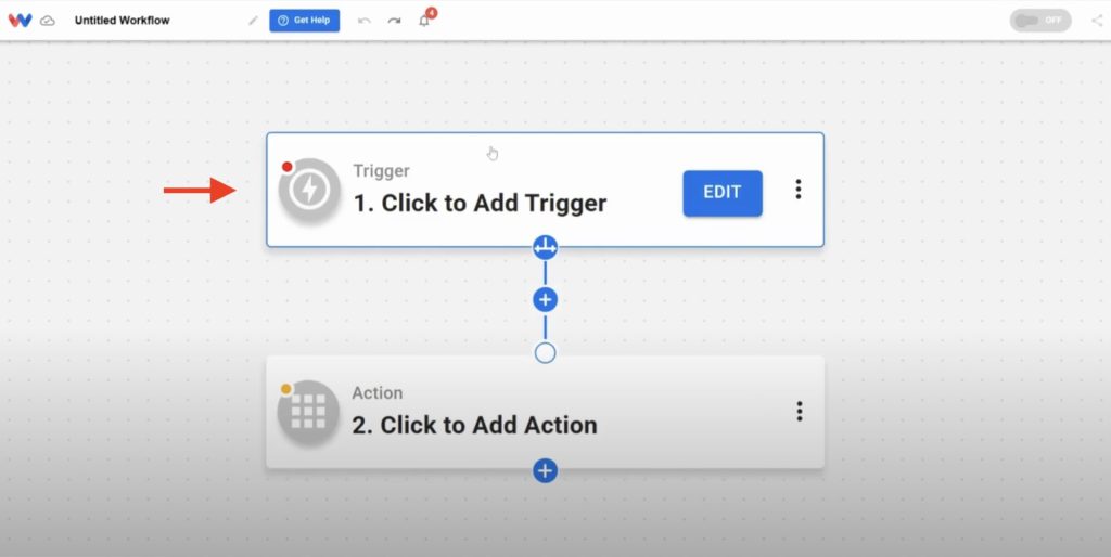 Click into the Trigger box to begin selecting the starting event for your new automation.