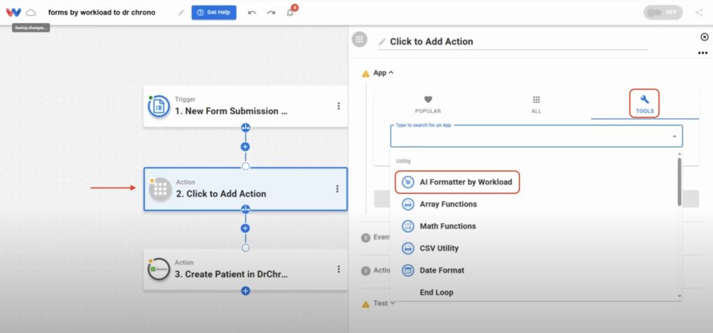 Use the AI Formatter to split names, capitalize fields, or reformat dates before creating the patient record.