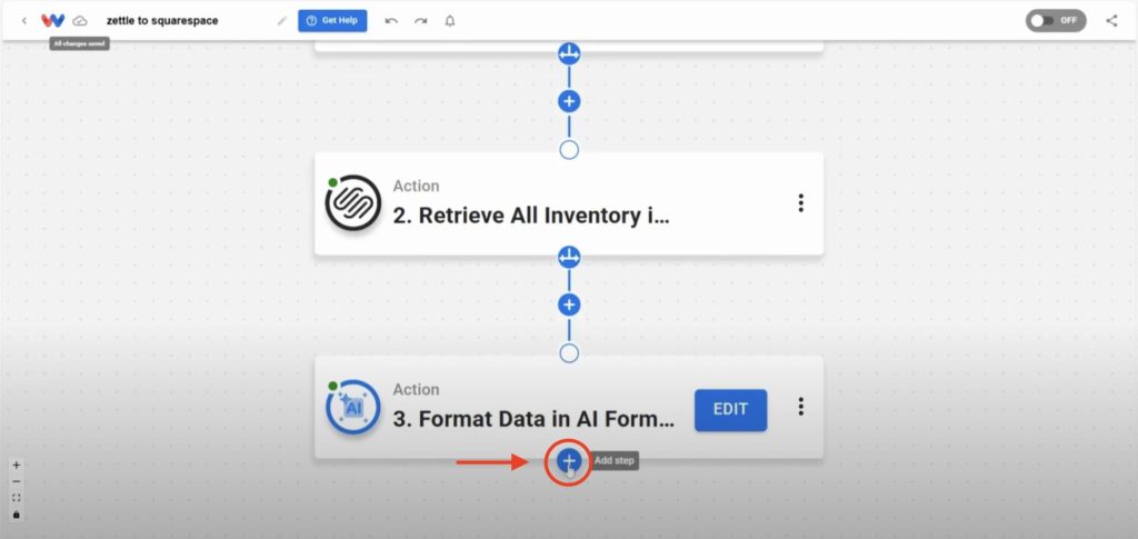Inserting the next step in the chain to map formatted SKU into your inventory match logic for Squarespace