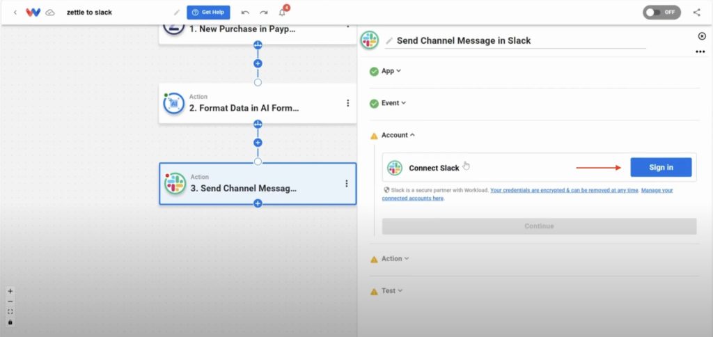 Connect your Slack account to enable sending Zettle Sales to Slack messages.