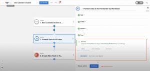 Confirming successful AI Formatter output and clicking Continue.