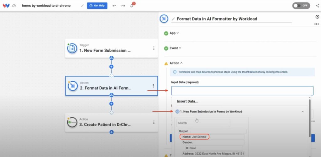 Use AI Wizard to extract names from form data and help Create Patient Intake Forms for DrChrono.