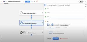 Testing the AI Formatter step with the nameβsplitting input in Workload.