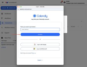 Enter Calendly email address in the login screen