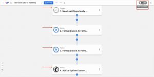 Click the toggle to activate the automation for Odoo Leads to Mailchimp.