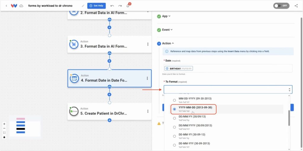 Test your formatter step to ensure it helps Create Patient Intake Forms accurately.