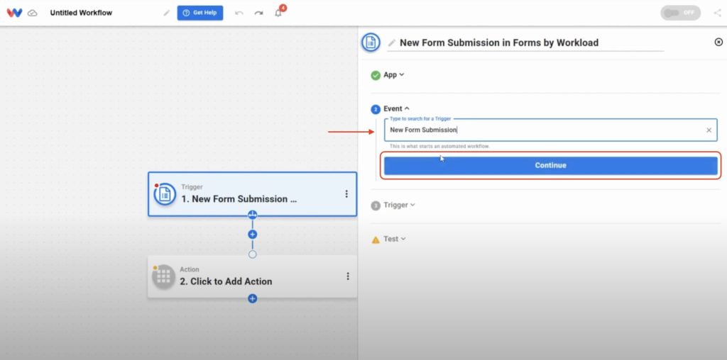 Choose “New Form Submission” as the event type to begin capturing data with your custom form.