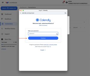 Type in Calendly password to continue login