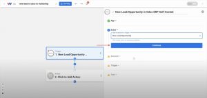 Choosing New Lead/Opportunity as the trigger event for the workflow.