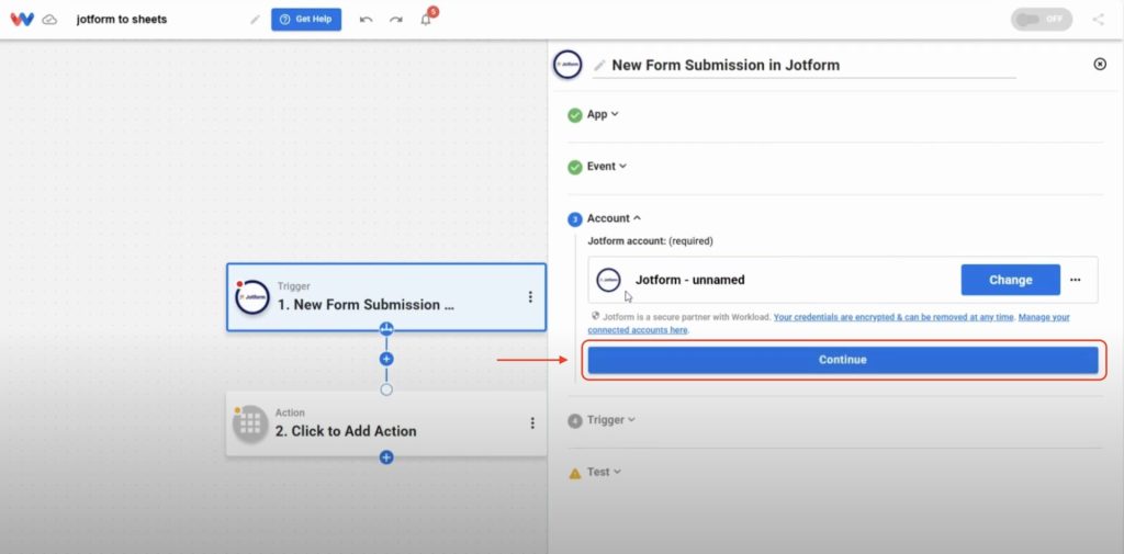 Sign in with your Jotform API Key to connect your account and enable Workload to Sync Jotform Responses