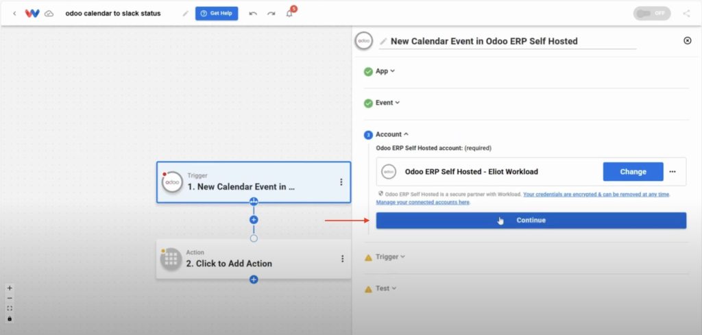 Connecting an Odoo ERP account to Workload before continuing.
