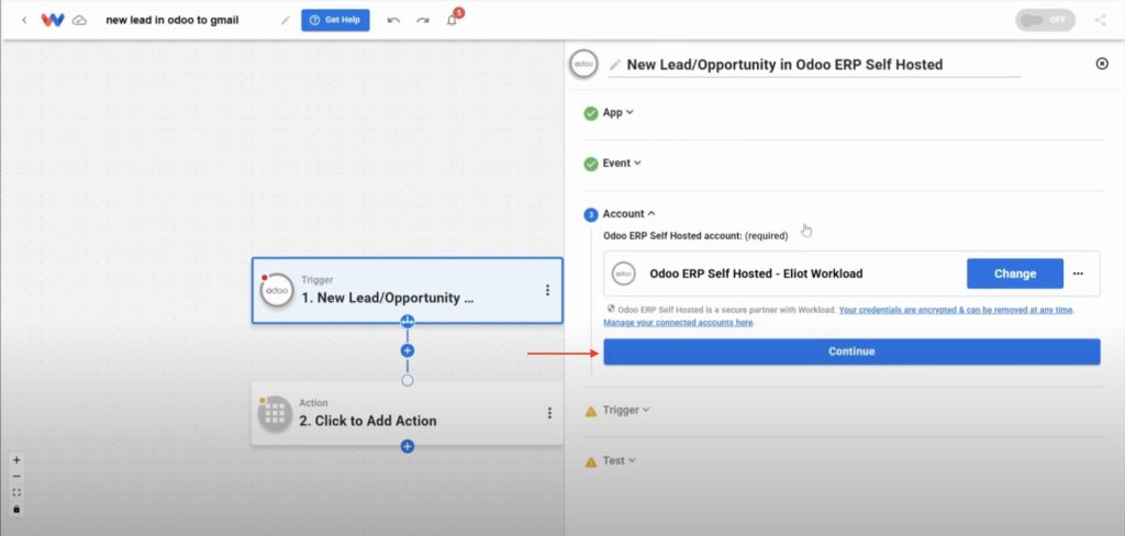 Connecting an Odoo ERP Self Hosted account to Workload.