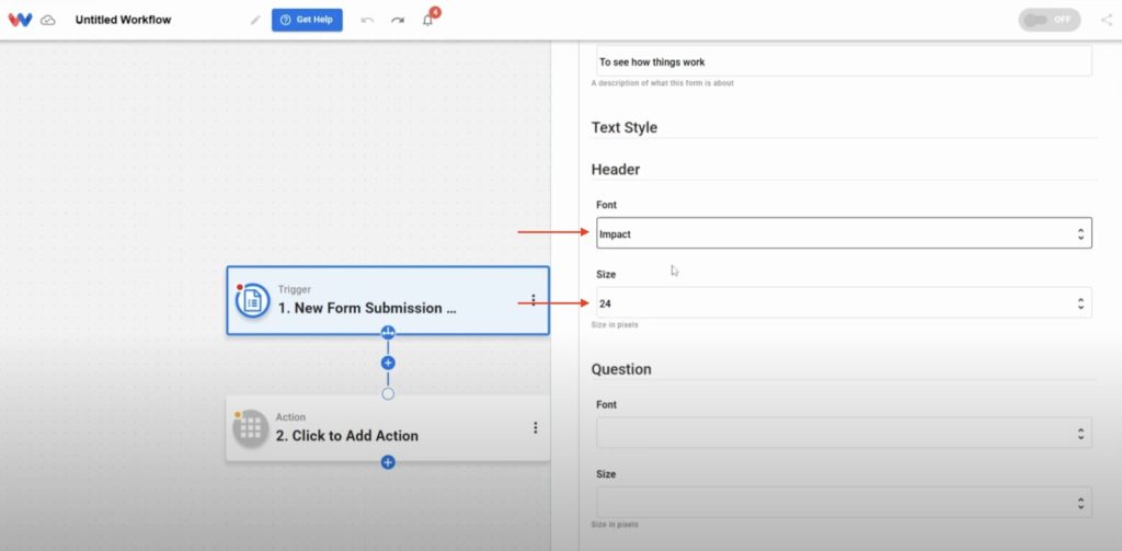 Choose header, question, and response fonts to match your form’s tone and visual style.