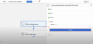 Selecting the Odoo database during the setup of new lead in Odoo to Mailchimp automation.