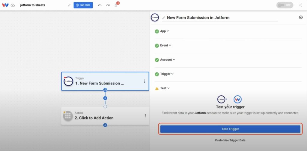 Pull in sample form responses from your chosen Jotform form to verify that the trigger is working correctly