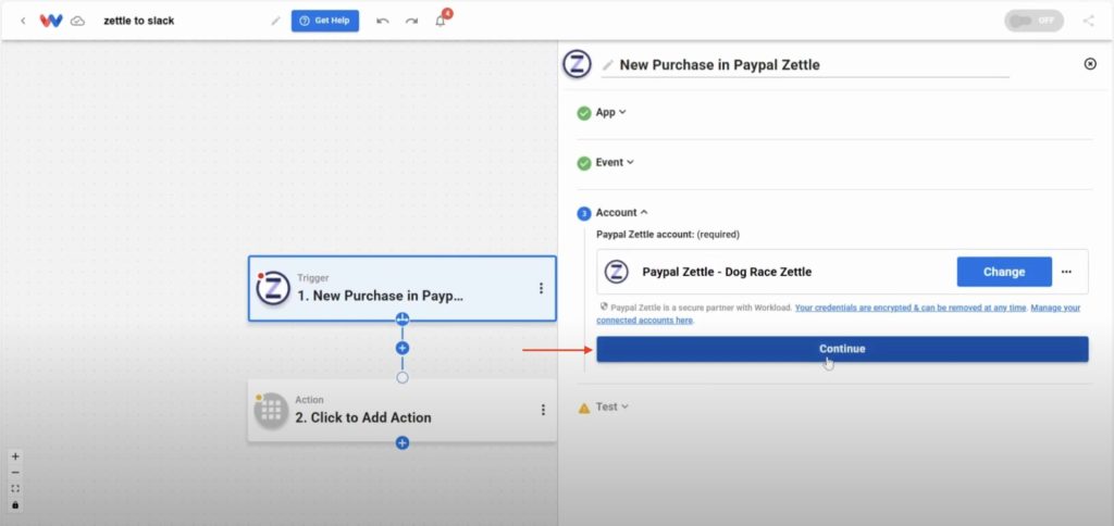 After selecting the correct Zettle account, click “Continue” to confirm your sales source.