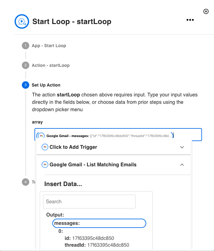 set up the start loop app by workload automation