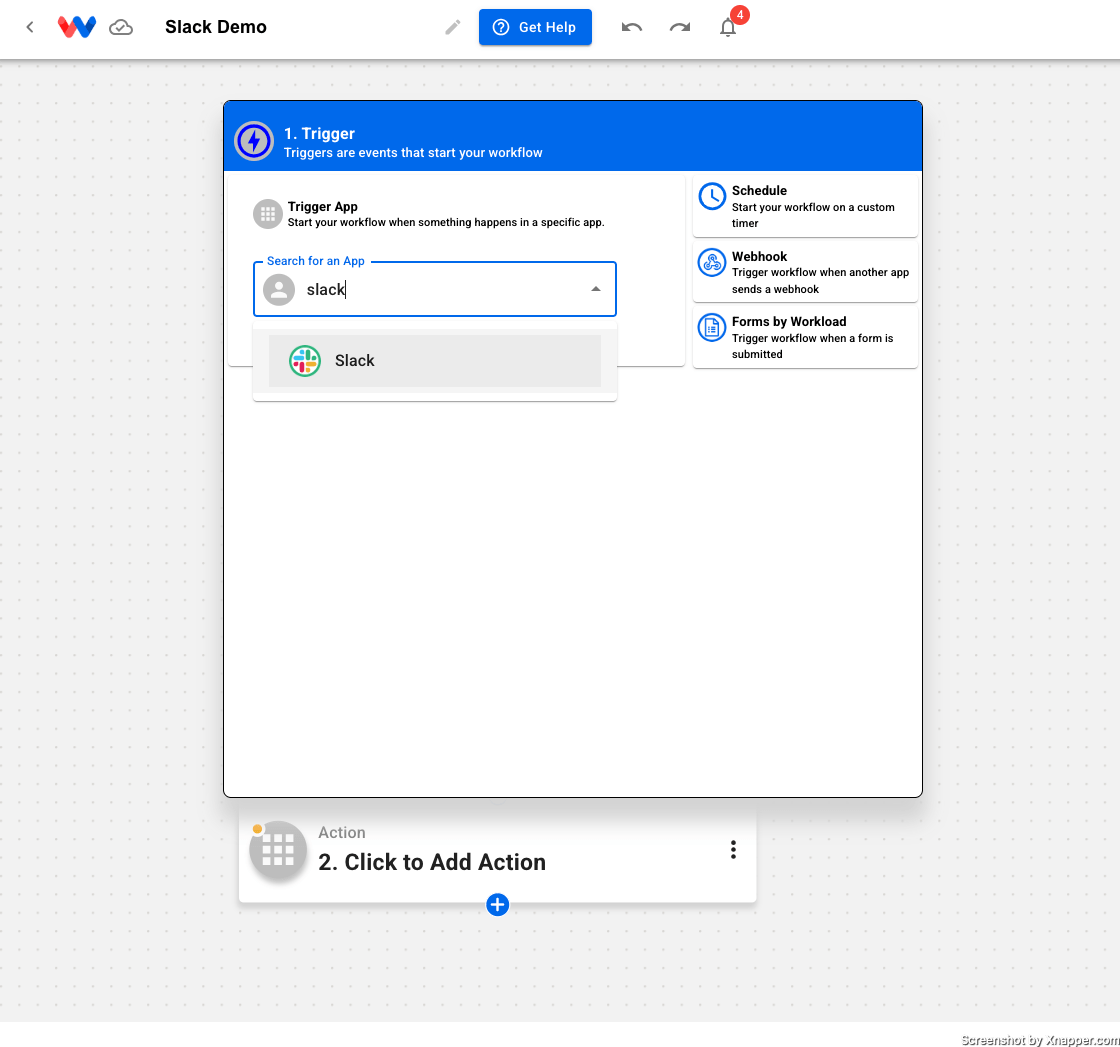 Choose Slack as your integration app
