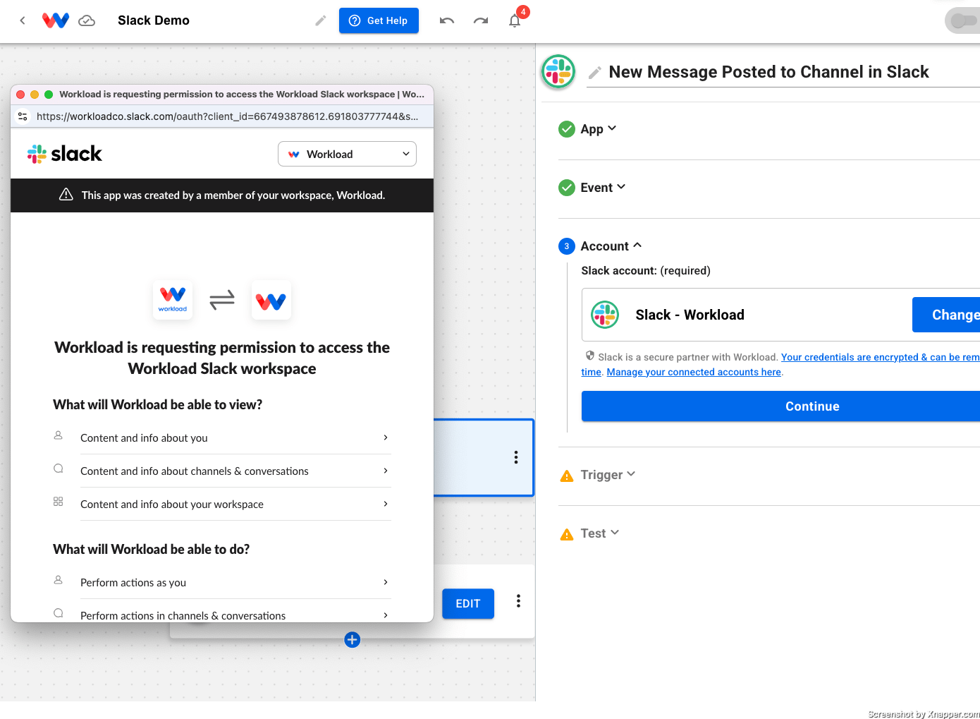 Authorize Workload to use Slack