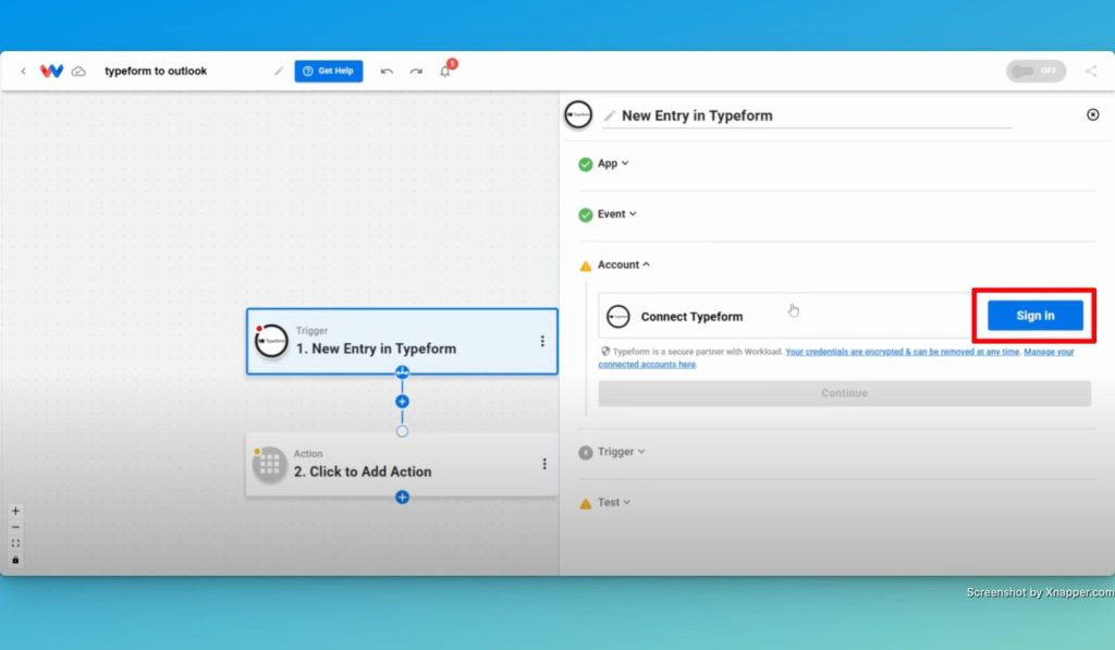 Securely connect your Typeform account to Workload.