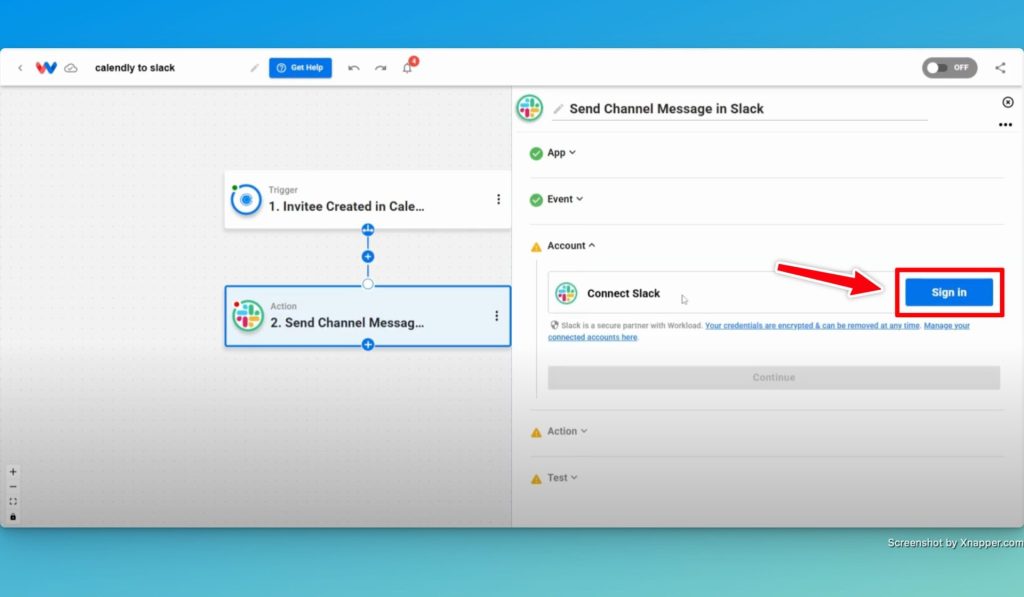 Securely sign in to your Slack account to connect it to Workload.