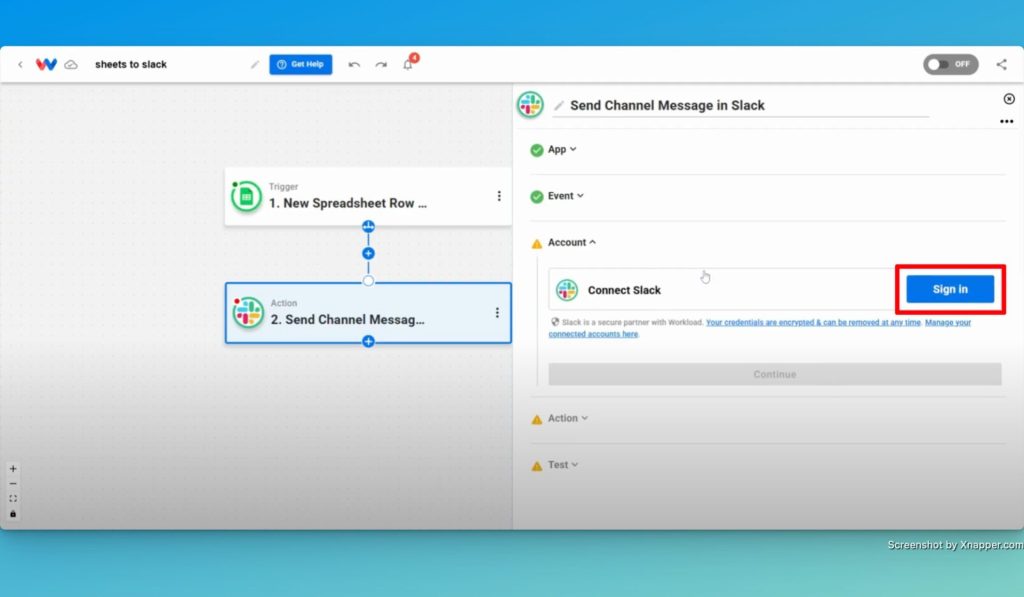 Securely connect your Slack account to Workload.