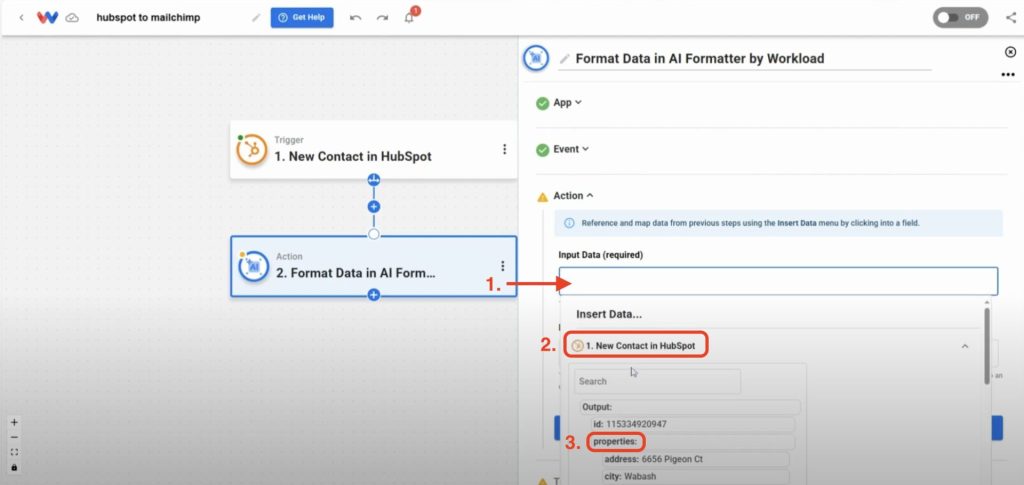 Select the array you want to format as the Input Data.