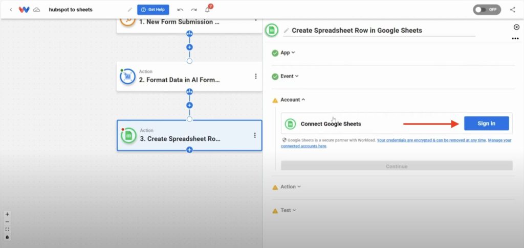 Sign in to your Google account to connect to Workload.