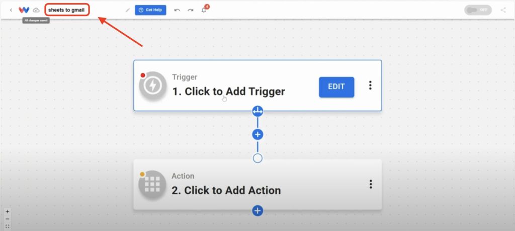 Give your new Gmail Alert from Google Sheets workflow a name.
